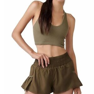 NWT Free People Movement Get Your Flirt On Shorts/ Dark Olive/Medium